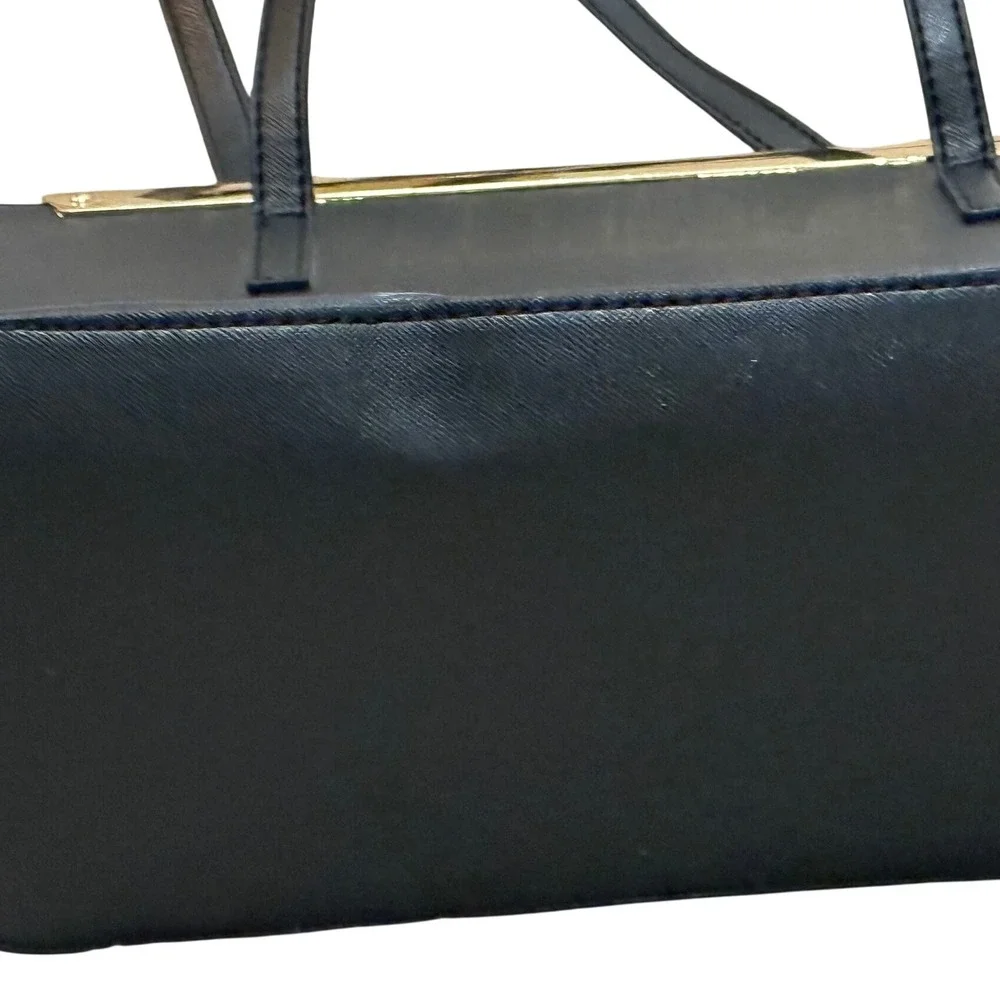 Aldo Black Faux‎ Leather Tote Bag Gold Trim On Front - Medium size